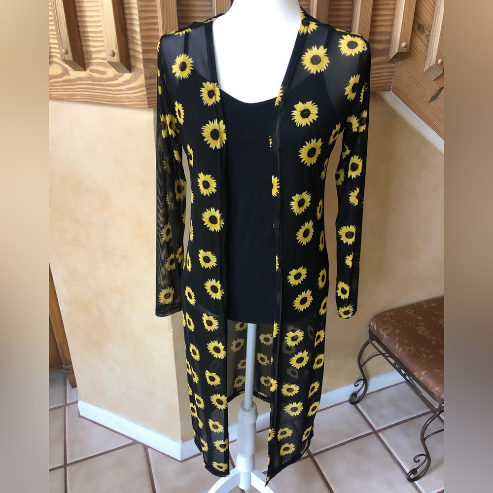 NYC Sunflower Sheer Duster Cardigan